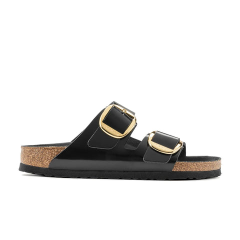 Arizona Big Buckle Natural Leather Patent (Regular width) High Shine - Black Slides Birkenstock