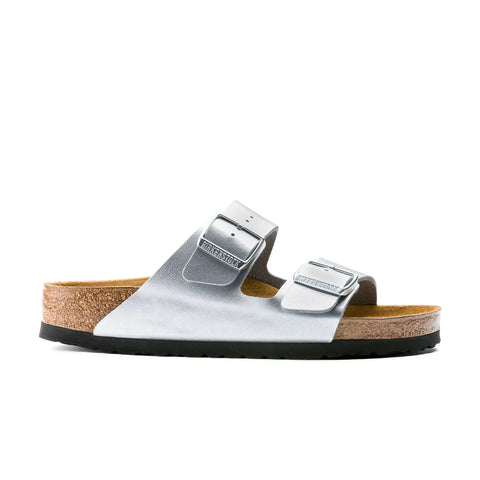 Arizona Birko-Flor (Regular Width) - Silver Slides Birkenstock