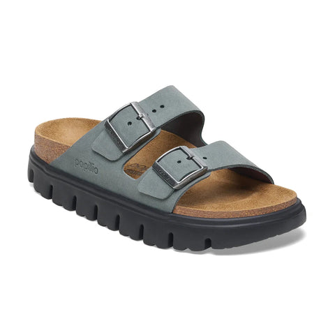 Arizona Chunky - Basalt Grey Suede Leather - Narrow Slides Birkenstock