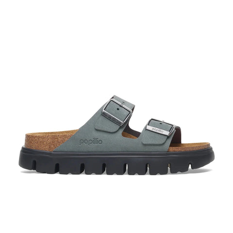 Arizona Chunky - Basalt Grey Suede Leather - Narrow Slides Birkenstock