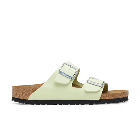 Arizona Nubuck Leather (Regular Width) - Faded Lime Slides Birkenstock