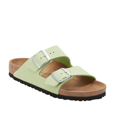 Arizona Nubuck Leather (Regular Width) - Faded Lime Slides Birkenstock 