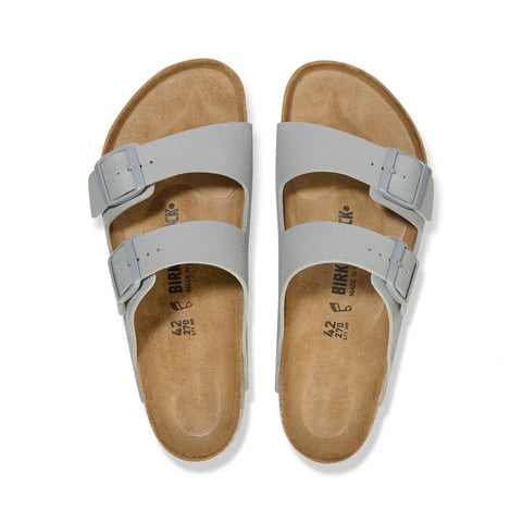 Arizona Saffiano Birko-Flor (Regular Width) - Stone Coin Slides Birkenstock