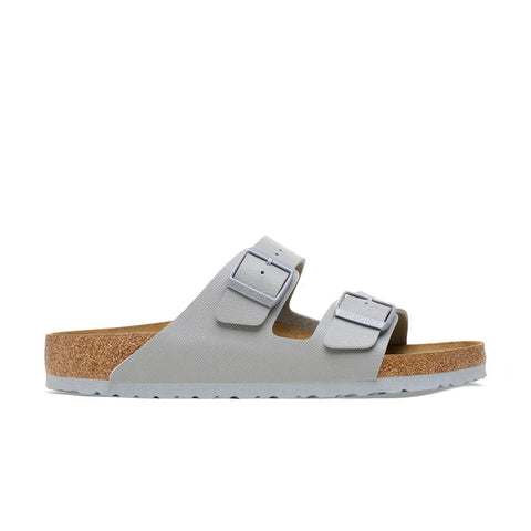 Arizona Saffiano Birko-Flor (Regular Width) - Stone Coin Slides Birkenstock