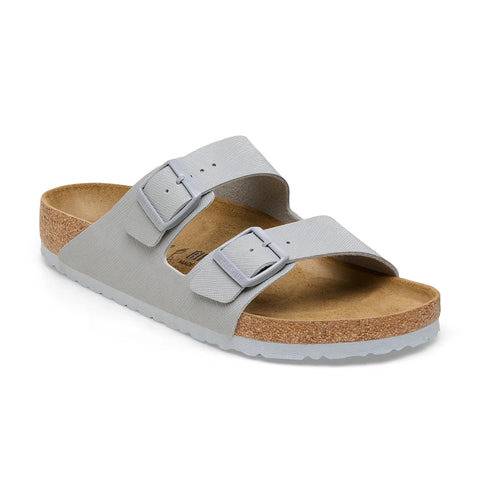 Arizona Saffiano Birko-Flor (Regular Width) - Stone Coin Slides Birkenstock