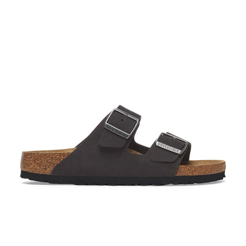 Arizona Soft Footbed - Nubuck Leather - Black - Regular Slides Birkenstock