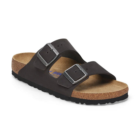 Arizona Soft Footbed - Nubuck Leather - Black - Regular Slides Birkenstock
