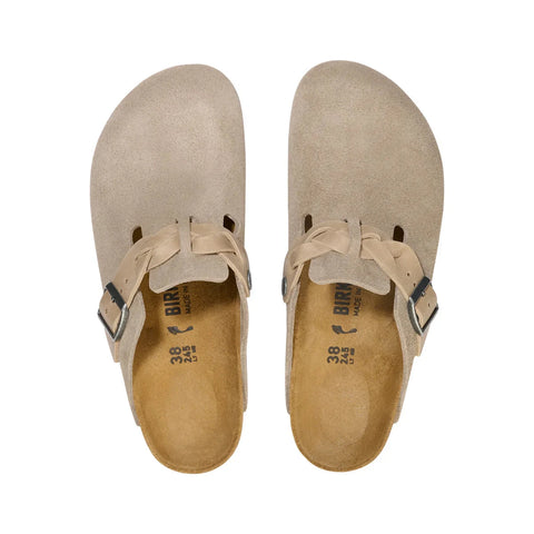 Boston Braided - Taupe Suede - Regular Slides Birkenstock