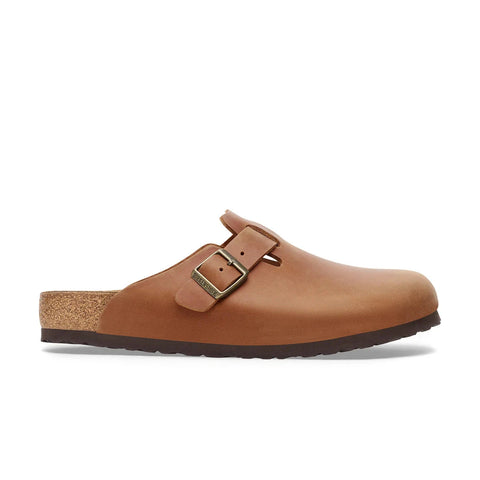 Boston - Cognac Oiled Leather - Regular Slides Birkenstock