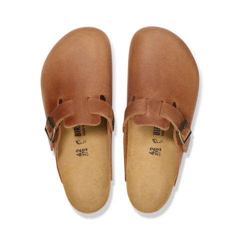 Boston - Cognac Oiled Leather - Regular Slides Birkenstock