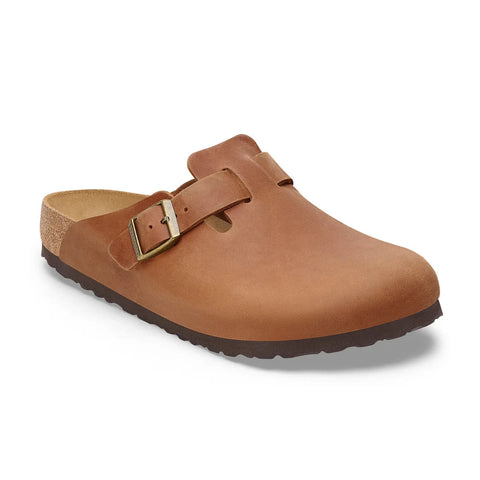 Boston - Cognac Oiled Leather - Regular Slides Birkenstock