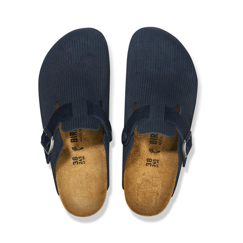Boston Corduroy - Midnight Embossed - Suede Leather - Regular Slides Birkenstock