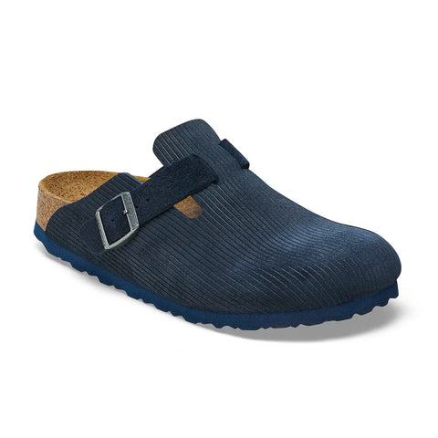 Boston Corduroy - Midnight Embossed - Suede Leather - Regular Slides Birkenstock