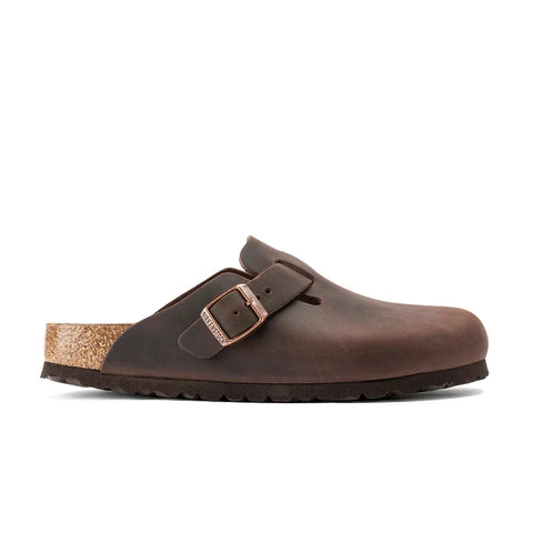 Boston Oiled Leather (Regular Width) - Habana Slides Birkenstock