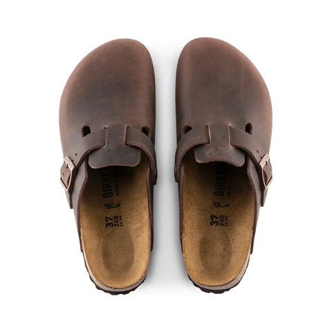 Boston Oiled Leather (Regular Width) - Habana Slides Birkenstock
