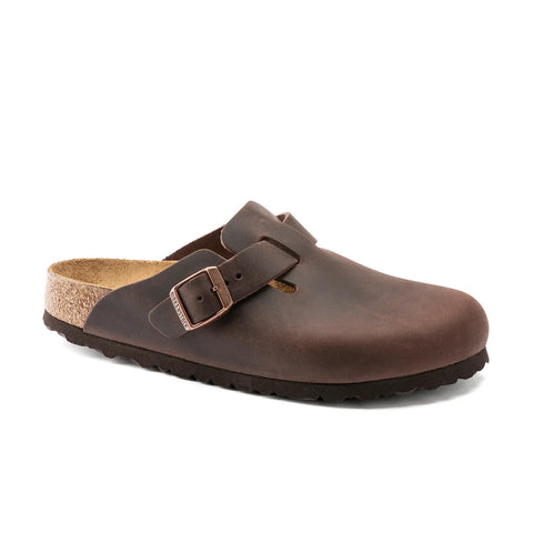 Boston Oiled Leather (Regular Width) - Habana Slides Birkenstock