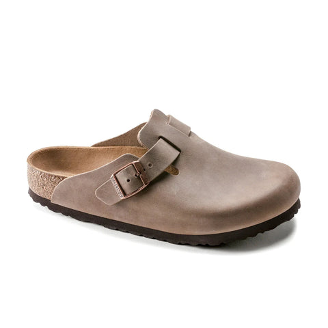 Boston Oiled Leather (Regular Width) - Tabacco Brown Slides Birkenstock