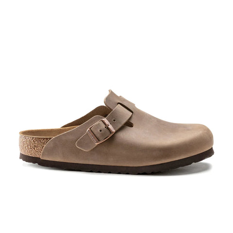 Boston Oiled Leather (Regular Width) - Tabacco Brown Slides Birkenstock
