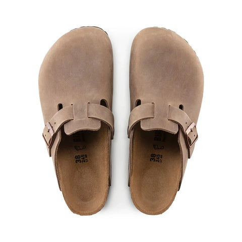 Boston Oiled Leather (Regular Width) - Tabacco Brown Slides Birkenstock