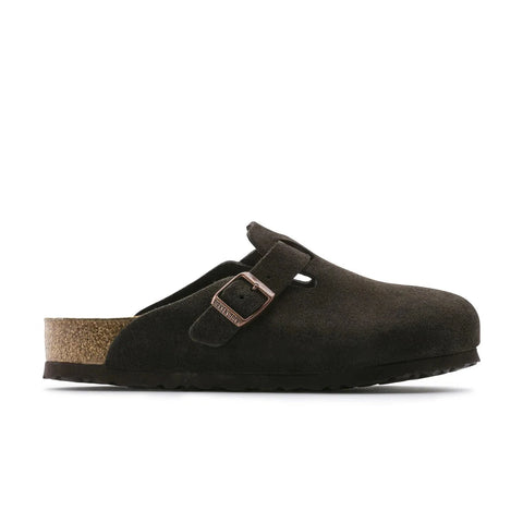 Boston Soft Footbed - Mocca Suede Leather - Narrow Slides Birkenstock
