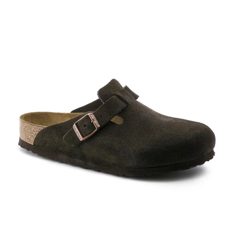 Boston Soft Footbed - Mocca Suede Leather - Narrow Slides Birkenstock