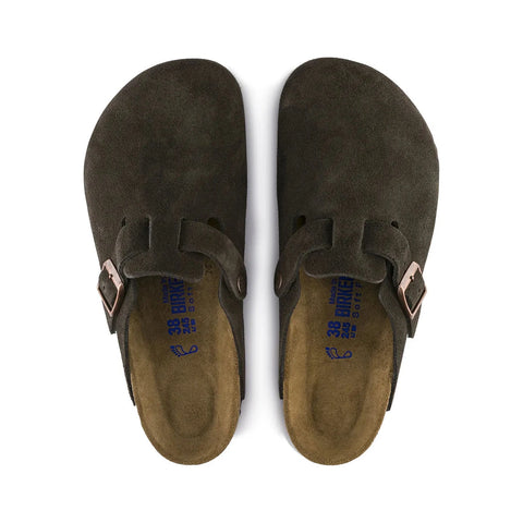 Boston Soft Footbed - Mocca Suede Leather - Narrow Slides Birkenstock
