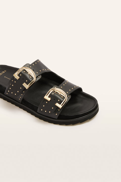 Deon - Womens - Black Stud Slides Frankie4