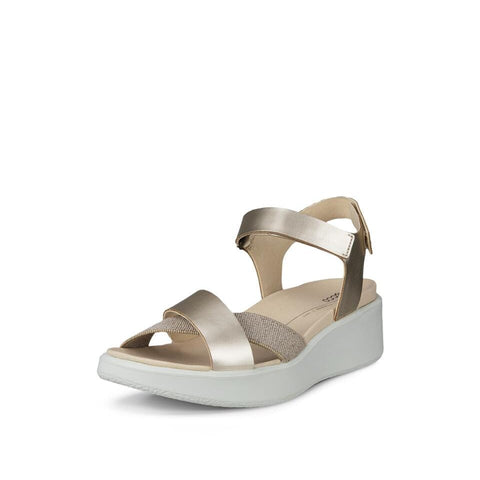 Flowt Wedge Lux - Womens - Pure White/Gold Sandals ECCO