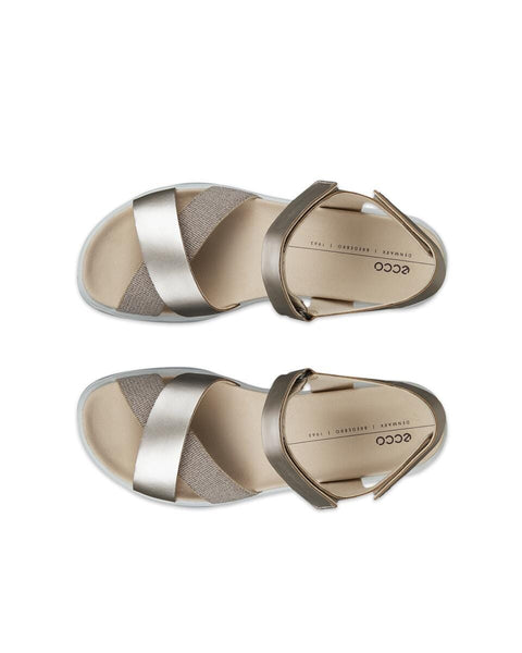 Flowt Wedge Lux - Womens - Pure White/Gold Sandals ECCO