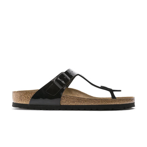 Gizeh Birko Flor - Patent Leather Black - Regular Slides Birkenstock