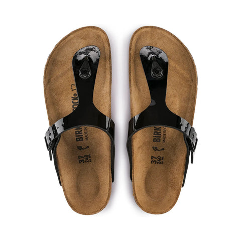 Gizeh Birko Flor - Patent Leather Black - Regular Slides Birkenstock