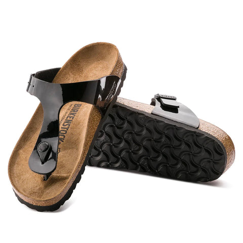 Gizeh Birko Flor - Patent Leather Black - Regular Slides Birkenstock