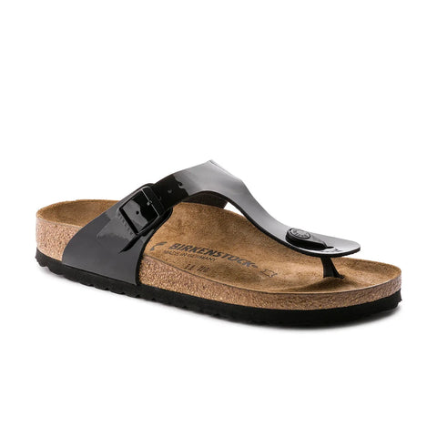 Gizeh Birko Flor - Patent Leather Black - Regular Slides Birkenstock
