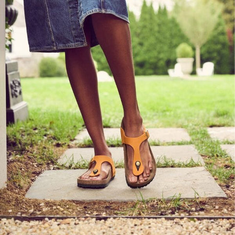 Gizeh Nubuck Leather (Regular Width) - Burnt Orange Slides Birkenstock 