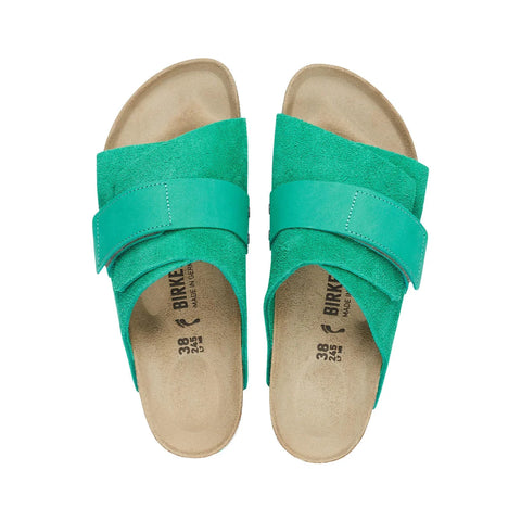 Kyoto Soft Footbed - Bold Green Suede/Nubuck Leather - Regular Slides Birkenstock