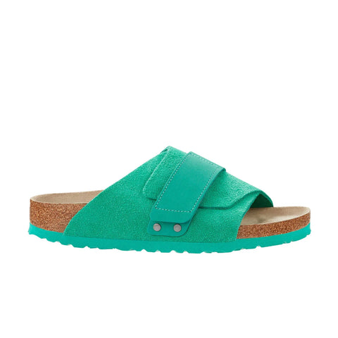 Kyoto Soft Footbed - Bold Green Suede/Nubuck Leather - Regular Slides Birkenstock