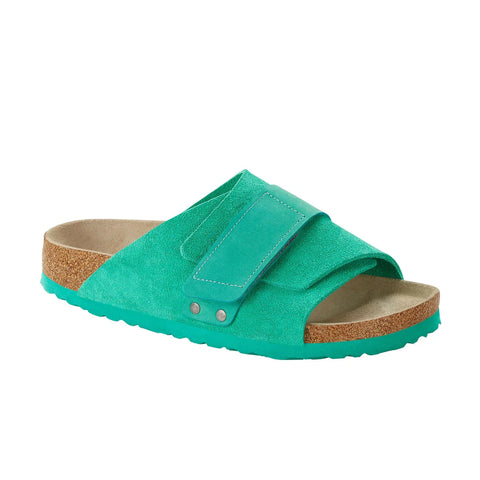 Kyoto Soft Footbed - Bold Green Suede/Nubuck Leather - Regular Slides Birkenstock