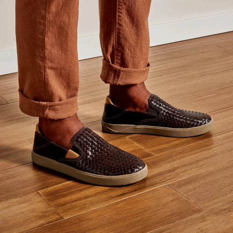 Lae ahi Lauhala - Mens - Dark Wood Slip On OLUKAI