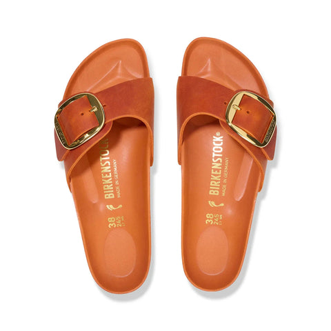 Madrid Big Buckle Burnt Orange Oiled Leather - Regular Slides Birkenstock