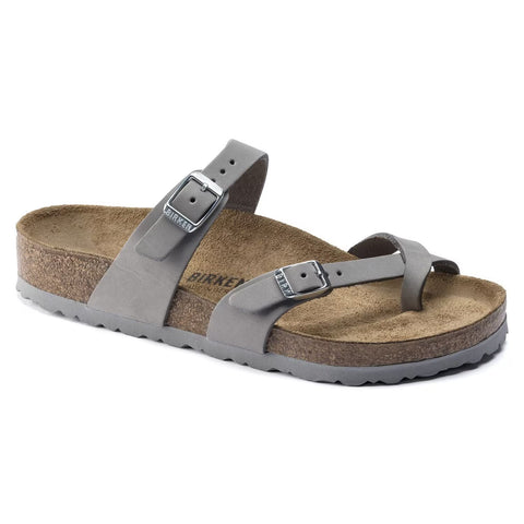 Mayari Nubuck Leather (Regular Width) - Soft Footbed - Dove Grey Slides Birkenstock