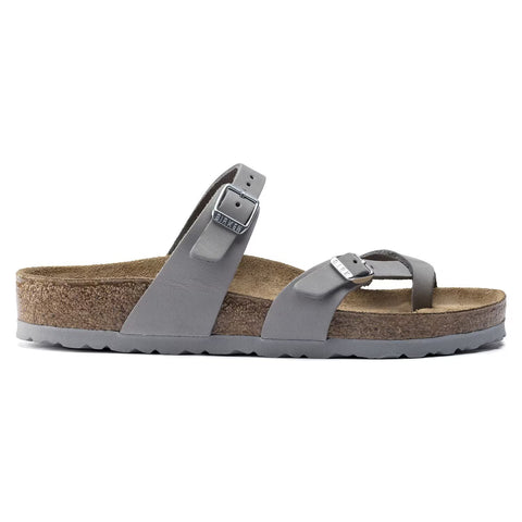 Mayari Nubuck Leather (Regular Width) - Soft Footbed - Dove Grey Slides Birkenstock
