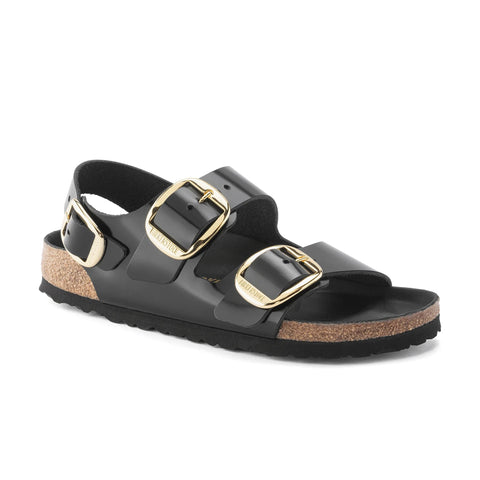 Milano Big Buckle Sandal - High Shine Black - Regular Sandals Birkenstock
