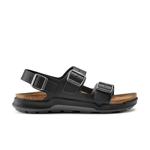 Milano Cross Town Waxy Leather (Regular Width) - Black Sandals Birkenstock