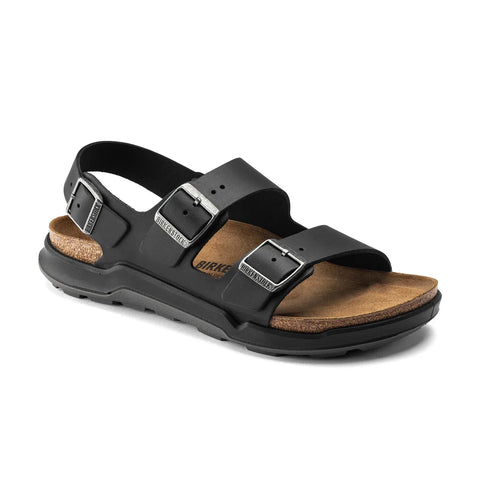 Milano Cross Town Waxy Leather (Regular Width) - Black Sandals Birkenstock