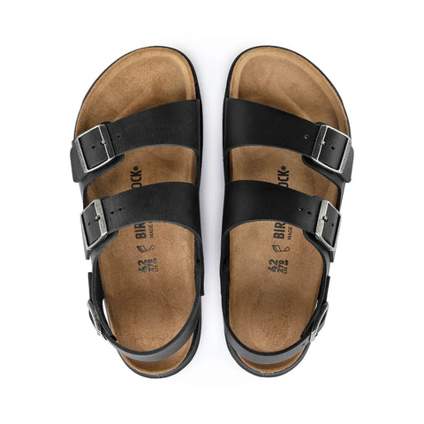 Milano Cross Town Waxy Leather (Regular Width) - Black Sandals Birkenstock