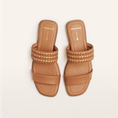 Sloane - Tan Weave Slides Frankie4