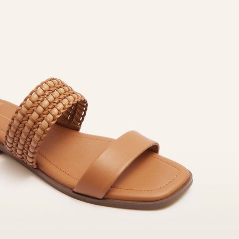 Sloane - Tan Weave Slides Frankie4