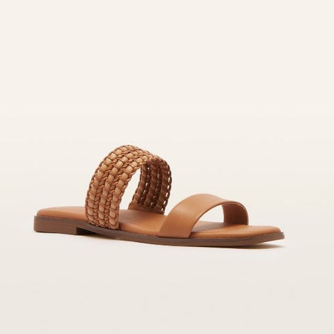 Sloane - Tan Weave Slides Frankie4