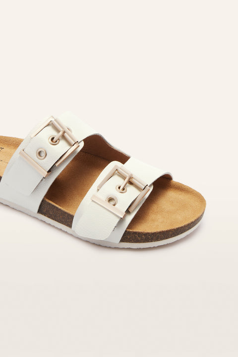 Tommy - Womens - Soft White Tumbled Slides Frankie4