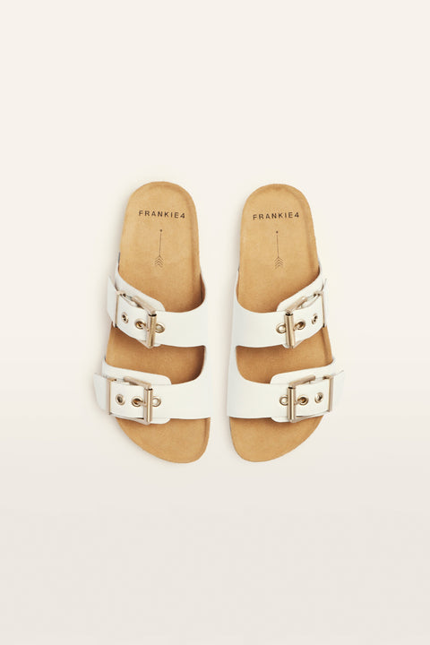 Tommy - Womens - Soft White Tumbled Slides Frankie4